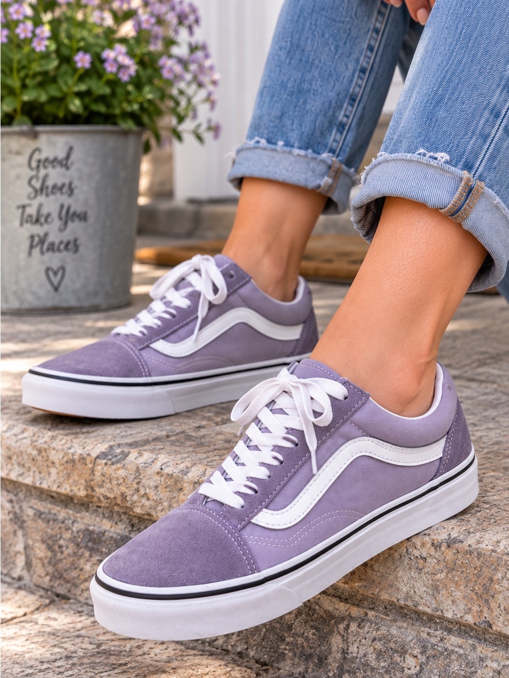 Vans Old Skool Sneakers Size 9 Lavender Purple Suede Canvas